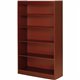 Lorell Panel End Hardwood Veneer Bookcase - 36" x 12" x 0.8" x 60" - 5 Shelve(s) - 4 Adjustable Shelf(ves) - Material: Veneer - 