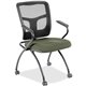 Lorell Mesh Back Nesting Training/Guest Chairs - Shire Sage Fabric Seat - Powder Coated Metal Frame - Four-legged Base - Black -