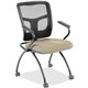 Lorell Mesh Back Nesting Training/Guest Chairs - Shire Travertine Fabric Seat - Powder Coated Metal Frame - Four-legged Base - B