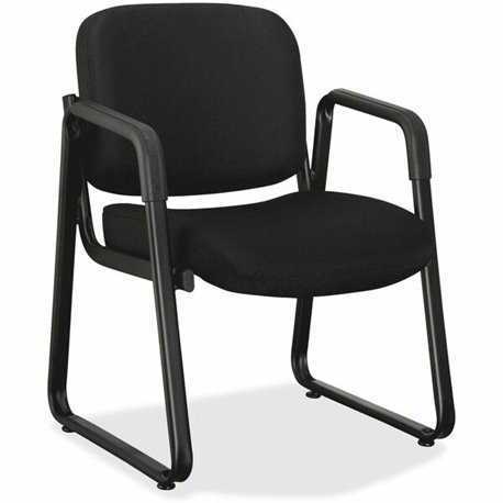 Lorell Upholstered Guest Chair - Black Fabric, Plywood Seat - Black Fabric, Plywood Back - Metal Frame - Sled Base - Black - 1 E