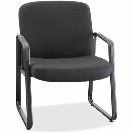 Lorell Big & Tall Upholstered Guest Chair - Black Plywood, Fabric Seat - Black Plywood, Fabric Back - Powder Coated Metal Frame 