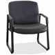 Lorell Big & Tall Upholstered Guest Chair - Leather, Plywood Seat - Leather, Plywood Back - Powder Coated Metal Frame - Sled Bas