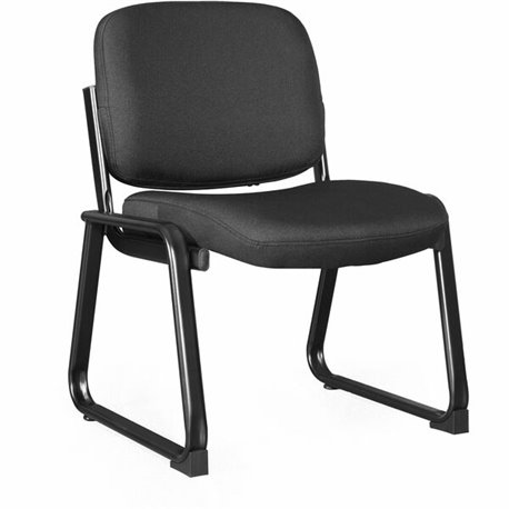 Lorell Black Fabric Guest Chair - Plywood, Fabric Seat - Plywood, Fabric Back - Powder Coated Metal Frame - Sled Base - Black - 