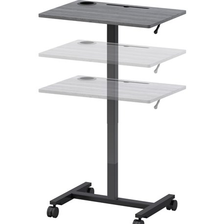 Lorell Height-adjustable Mobile Desk - For - Table TopWeathered Charcoal Laminate Top - Powder Coated Base - Height Adjustable -