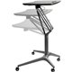 Lorell Gas Lift Height-Adjustable Mobile Desk - For - Table TopBlack Rectangle Top - Powder Coated Base - Height Adjustable - 28