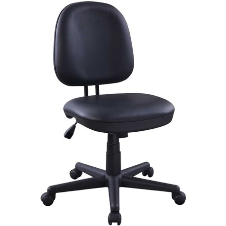 Lorell Vinyl Contoured Task Chair - Vinyl Seat - Vinyl Back - 5-star Base - Black - Plastic - 1 Each