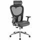 Lorell Elevate Mesh High-Back Executive Office Chair - Black Leather Seat - Aluminum Frame - 5-star Base - 1 Each