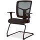 Lorell ErgoMesh Series Mesh Back Guest Chair with Arms - Black Fabric Seat - Black Mesh Back - Cantilever Base - 1 Each