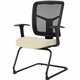 Lorell Ergomesh Series Mesh Guest Chair - Dillon Buff Antimicrobial Vinyl Seat - Black Mesh Back - Cantilever Base - Armrest - 1