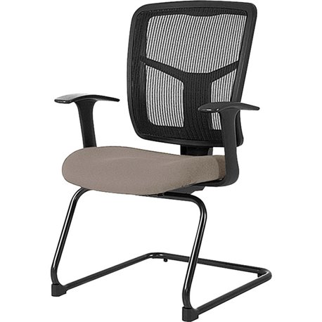 Lorell ErgoMesh Series Mesh Back Guest Chair with Arms - Dillon Stratus Antimicrobial Vinyl Seat - Black Mesh Back - Cantilever 