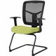 Lorell Ergomesh Series Mesh Guest Chair - Dillon Apple Green Antimicrobial Vinyl Seat - Black Mesh Back - Cantilever Base - Armr