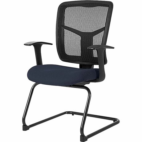 Lorell ErgoMesh Series Mesh Side Arm Guest Chair - Periwinkle Fabric Seat - Black Mesh Back - Cantilever Base - 1 Each