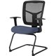 Lorell ErgoMesh Series Mesh Back Guest Chair with Arms - Dillon Ocean Antimicrobial Vinyl Seat - Black Mesh Back - Cantilever Ba