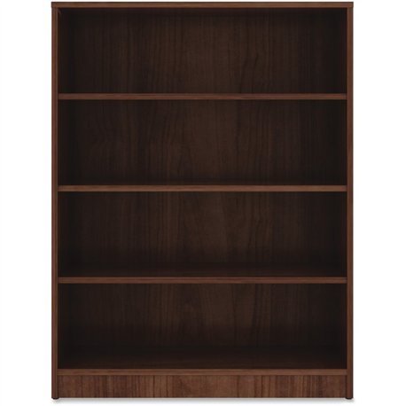 Lorell Laminate Bookcase - 4 Shelf(ves) - 48" Height x 36" Width x 12" Depth - Sturdy, Adjustable Feet - Walnut - Laminate - 1 E