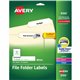 Avery File Folder Labels - 21/32" Width x 3 7/16" Length - Permanent Adhesive - Rectangle - Laser, Inkjet - Matte - White - Pape