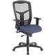 Lorell Executive Mesh High-back Swivel Chair - Dillon Ocean Antimicrobial Vinyl Seat - Black Mesh Back - High Back - Ocean, Blue