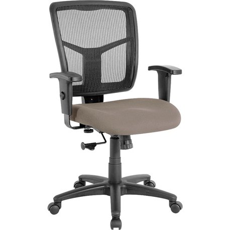 Lorell Ergomesh Managerial Mesh Mid-back Chair - Dillon Stratus Antimicrobial Vinyl Seat - Black Mesh Back - Black Frame - Mid B