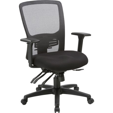 Lorell Ratchet High-back Mesh Chair - Black Seat - Black Mesh Back - High Back - 5-star Base - 1 Each