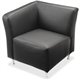 Lorell Fuze Modular Series Right Lounge Chair - Black Leather Seat - Black Leather Back - High Back - 1 Each