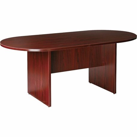 Lorell Essentials Oval Conference Table - Laminated Oval Top - Slab Base - 36" Table Top Length x 72" Table Top Width x 1.25" Ta