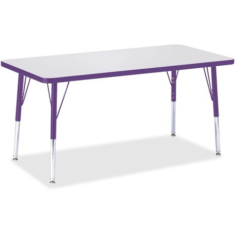 Jonti-Craft Berries Elementary Height Color Edge Rectangle Table - Gray Rectangle Top - Four Leg Base - 4 Legs - Adjustable Heig