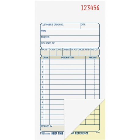 Adams Carbonless 2-part Numbered Sales Order Books - 50 Sheet(s) - 2 PartCarbonless Copy - 3.34" x 7.18" Sheet Size - White, Can