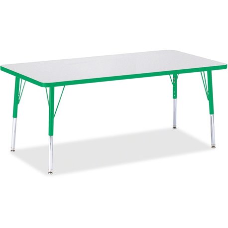 Jonti-Craft Berries Elementary Height Color Edge Rectangle Table - Green Rectangle, Laminated Top - Four Leg Base - 4 Legs - Adj