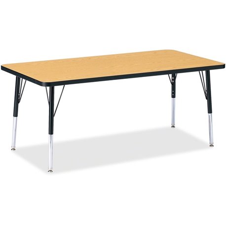 Jonti-Craft Berries Elementary Height Color Top Rectangle Table - Black Oak Rectangle, Laminated Top - Four Leg Base - 4 Legs - 