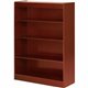 Lorell Panel End Hardwood Veneer Bookcase - 36" x 12" x 0.8" x 48" - 4 Shelve(s) - 3 Adjustable Shelf(ves) - Material: Veneer - 