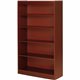 Lorell Panel End Hardwood Veneer Bookcase - 36" x 12" x 0.8" x 60" - 5 Shelve(s) - 4 Adjustable Shelf(ves) - Material: Veneer - 