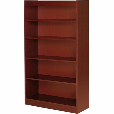 Lorell Panel End Hardwood Veneer Bookcase - 36" x 12" x 0.8" x 60" - 5 Shelve(s) - 4 Adjustable Shelf(ves) - Material: Veneer - 