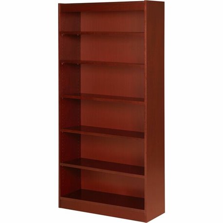 Lorell Panel End Hardwood Veneer Bookcase - 36" x 12" x 0.8" x 72" - 6 Shelve(s) - 5 Adjustable Shelf(ves) - Material: Veneer - 