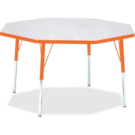 Jonti-Craft Berries Adult Height Color Edge Octagon Table - Laminated Octagonal, Orange Top - Four Leg Base - 4 Legs - Adjustabl