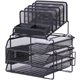 Lorell Divided 4-tier Desktop Organizer - 4 Tier(s) - 15.8" Height x 12.9" Width x 14.4" DepthDesktop - Black - Plastic, Mesh - 