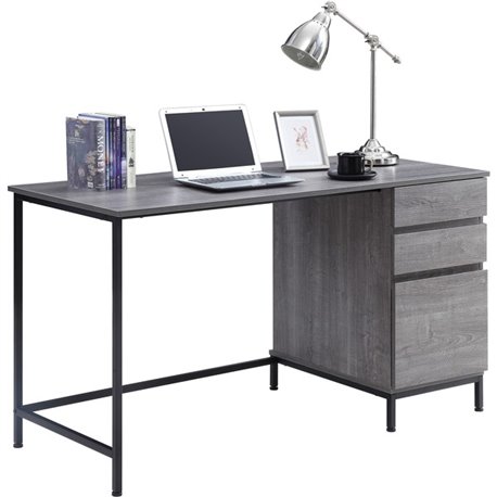 Lorell SOHO Desk with Side Drawers - 55" x 23.6"30" - 3 x File Drawer(s) - Single Pedestal on Right Side - Finish: Charcoal