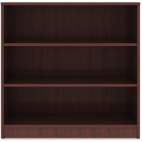 Lorell Laminate Bookcase - 3 Shelf(ves) - 36" Height x 36" Width x 12" Depth - Sturdy, Adjustable Feet, Adjustable Shelf - Therm