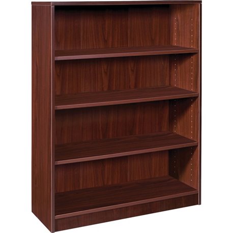 Lorell Laminate Bookcase - 4 Shelf(ves) - 48" Height x 36" Width x 12" Depth - Sturdy, Adjustable Feet - Mahogany - Laminate - 1