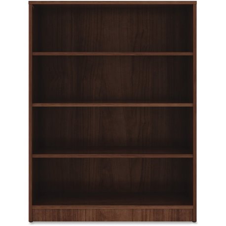 Lorell Laminate Bookcase - 4 Shelf(ves) - 48" Height x 36" Width x 12" Depth - Sturdy, Adjustable Feet - Walnut - Laminate - 1 E