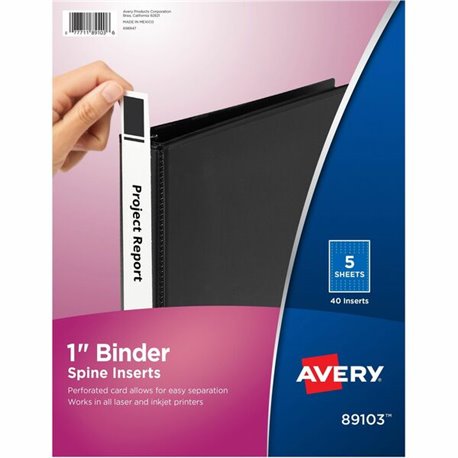 Avery Binder Spine Inserts - 1" Sheet - White - Card Stock - 40 / Pack