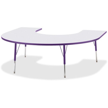 Jonti-Craft Berries Prism Horseshoe Student Table - Laminated Horseshoe-shaped, Purple Top - Four Leg Base - 4 Legs - Adjustable