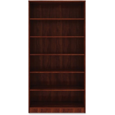 Lorell Laminate Bookcase - 6 Shelf(ves) - 73" Height x 36" Width x 12" Depth - Sturdy, Adjustable Feet, Adjustable Shelf - Therm