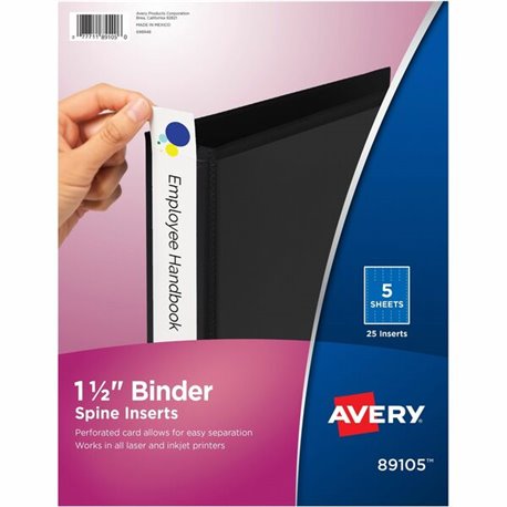 Avery Binder Spine Inserts - 1 1/2" Sheet - White - 25 / Pack