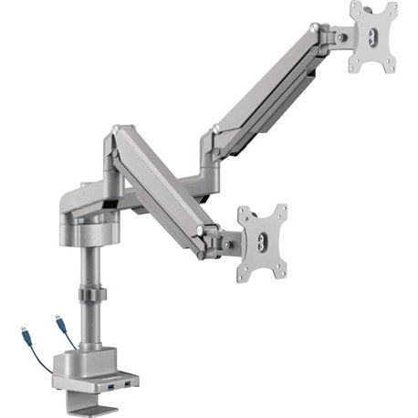 Lorell Mounting Arm for Monitor - Gray - Height Adjustable - 2 Display(s) Supported - 19.80 lb Load Capacity - 75 x 75, 100 x 10