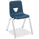 Lorell 14" Seat-height Student Stack Chairs - Four-legged Base - Navy - Polypropylene - 4 / Carton