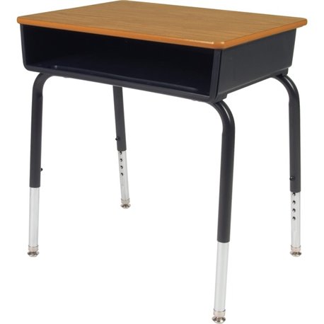 Lorell Adjustable-Height Student Desks with Book Box - For - Table TopMedium Oak Rectangle Top - Height Adjustable - 22" to 30" 