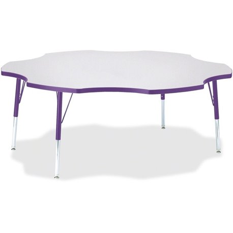 Jonti-Craft Berries Elementary Height Prism Six-Leaf Table - Laminated, Purple Top - Four Leg Base - 4 Legs - Adjustable Height 