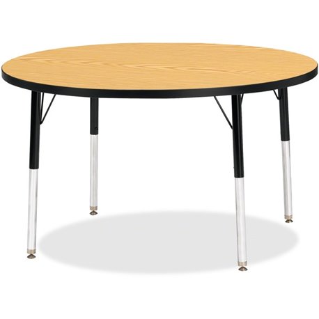 Jonti-Craft Berries Elementary Height Color Top Round Table - Laminated Round, Oak Top - Four Leg Base - 4 Legs - Adjustable Hei