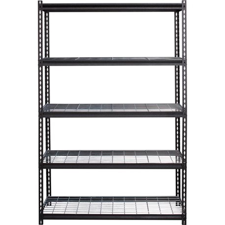 Lorell Wire Deck Shelving - 5 Shelf(ves) - 72" Height x 48" Width x 18" Depth - 28% Recycled - Black - Steel - 1 Each