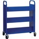 Lorell Double-sided Book Cart - 6 Shelf - Round Handle - 5" Caster Size - Steel - x 38" Width x 18" Depth x 46.3" Height - Blue 