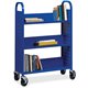 Lorell Single-sided Book Cart - 3 Shelf - Round Handle - 5" Caster Size - Steel - x 32" Width x 14" Depth x 46" Height - Blue - 